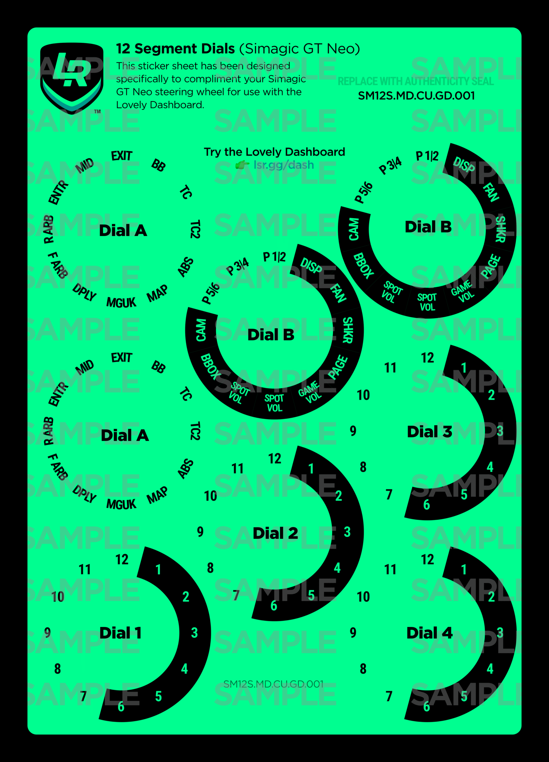 12 Segment Glow in the Dark Custom Dials (Simagic GT Neo) - Image 2
