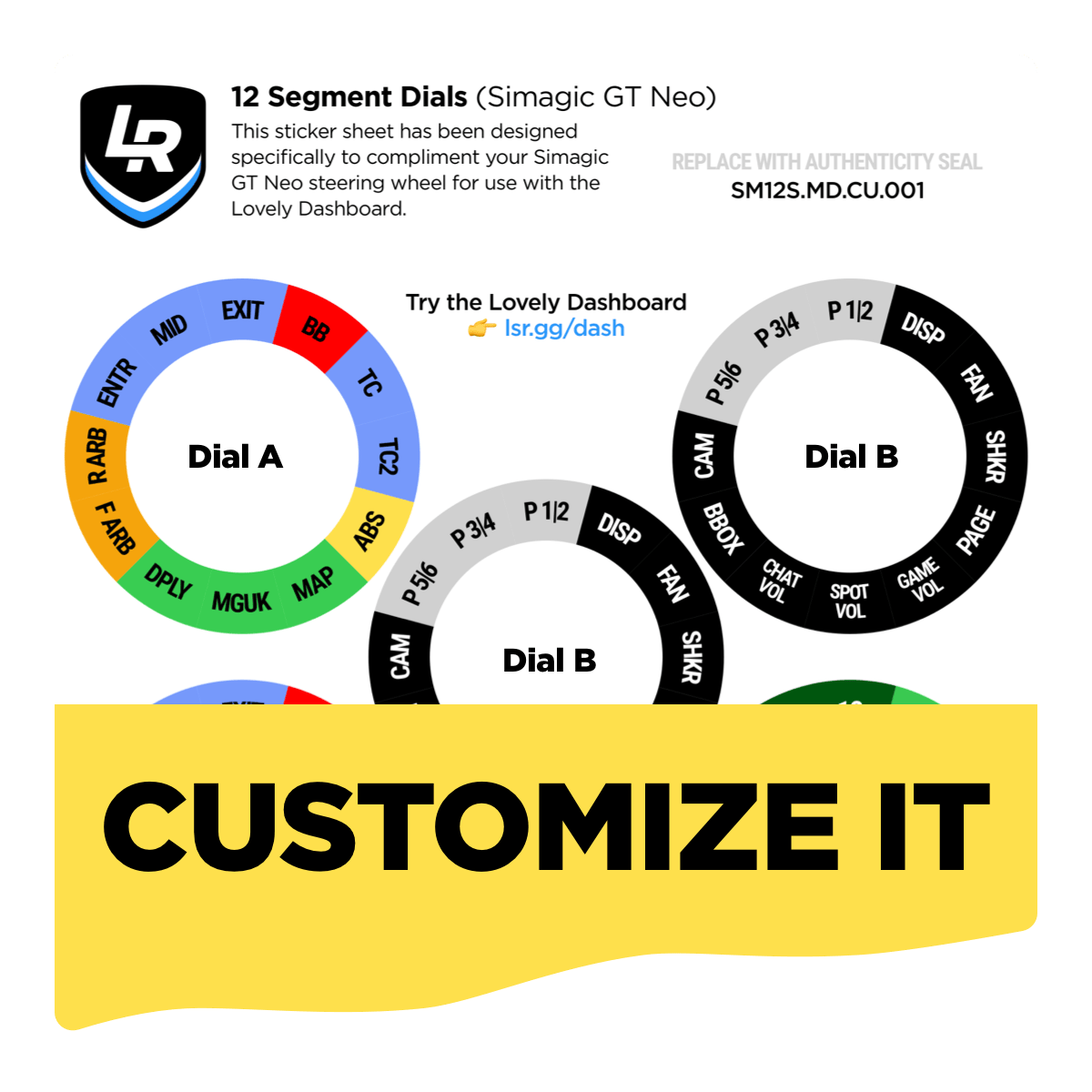 12 Segment Custom Dials (Simagic GT Neo)