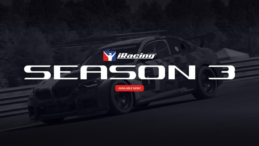 Grid of GT3 race cars lined up on pit straight before formation lap in iRacing, daylight racing simulation broadcast style