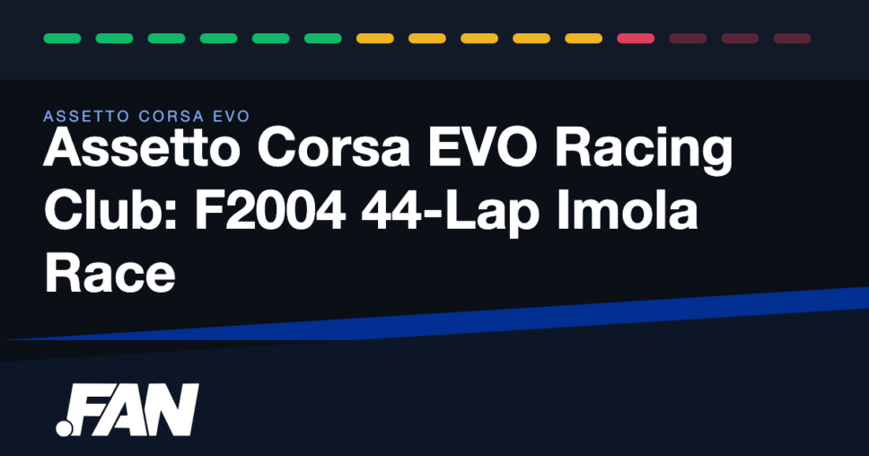 Ferrari F2004 F1 car racing through Imola's Tamburello chicane in Assetto Corsa EVO Racing Club event