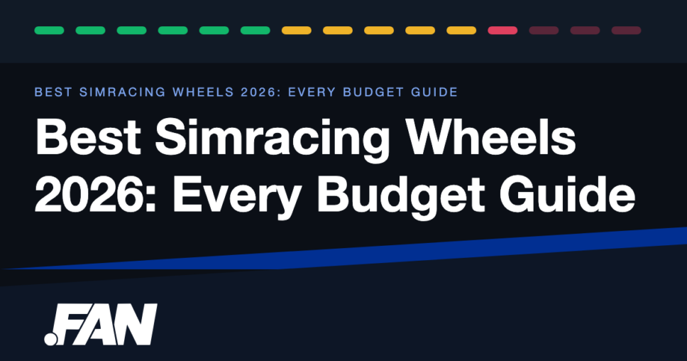 Three simracing wheels of different tiers - entry-level gear-driven, mid-range belt-driven, and high-end direct drive - lined up side by side on a workbench for comparison